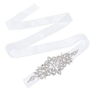 White Rhinestone Belt, Women's Belts Flower Wedding Dress Belt Sparkly Waist🤚